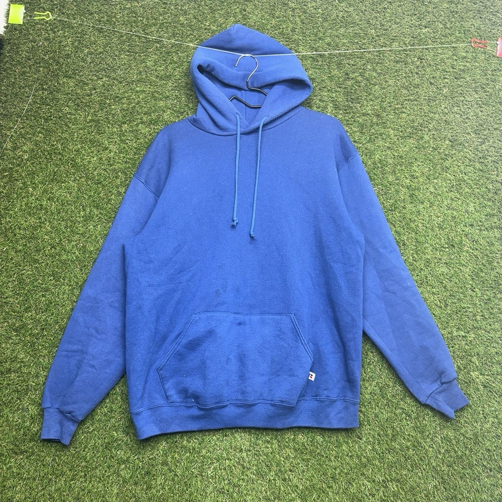 Vintage Russell Athletic Hoodie Mens XL Blue Blank Made In USA 90s Pullover